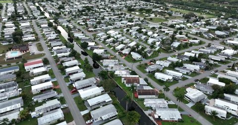 Aerial drone footage Florida USA Modular homes trailer park community