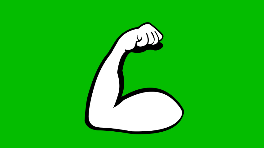 loop animation of an arm contracting the bicep, drawn in black and white. On a green chroma key background Royalty-Free Stock Footage #1086124547
