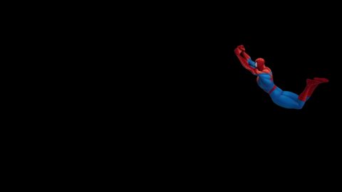 New York, USA - January 02, 2022. Spider-Man Across the Spider-Verse 3D animation of movement from different points of view.