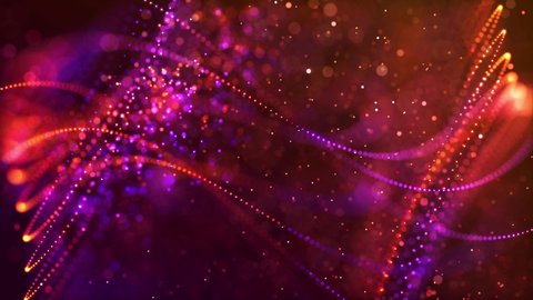 Abstract Motion Reveal Artistic Swirl Purple Orange Blurry Focus Glowing Light Wavy Dotted Lines Glitter Particles Background