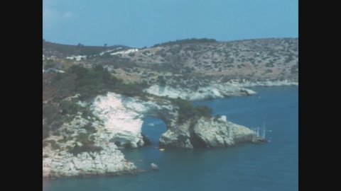 GARGANO, ITALY AUGUST 1977: Gargano sea and coast view in 70's