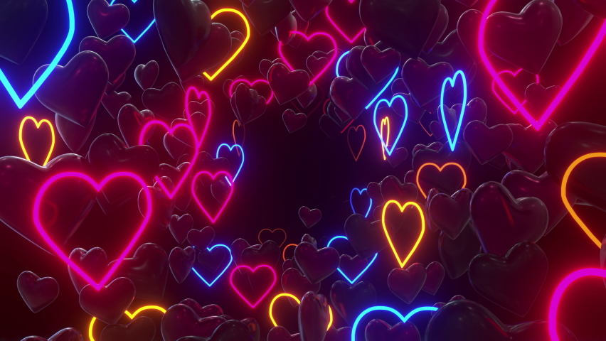Colrful Valentine Heart Neon Background Royalty-Free Stock Footage #1086140138