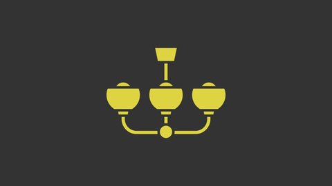 Yellow Chandelier icon isolated on grey background. 4K Video motion graphic animation.