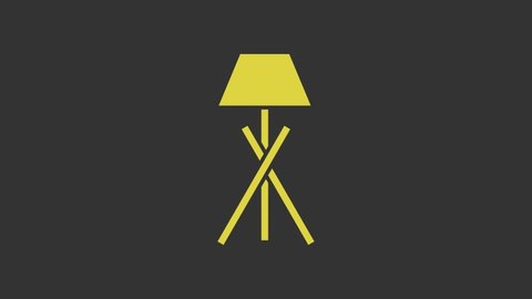 Yellow Floor lamp icon isolated on grey background. 4K Video motion graphic animation.