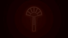 Glowing neon line Egyptian fan icon isolated on black background. 4K Video motion graphic animation.