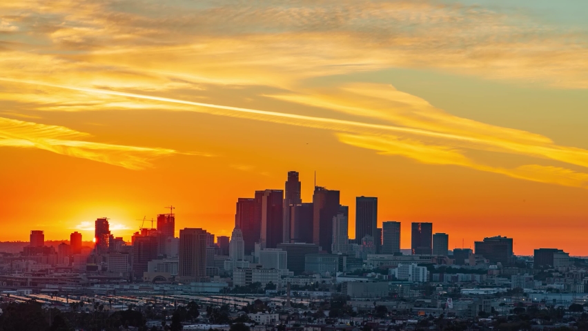 Amazing Sunset, Orange Sky Day to Night Timelapse, Los Angeles, California, December 2021 Royalty-Free Stock Footage #1086144212