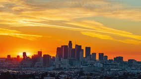 Amazing Sunset, Orange Sky Day to Night Timelapse, Los Angeles, California, December 2021