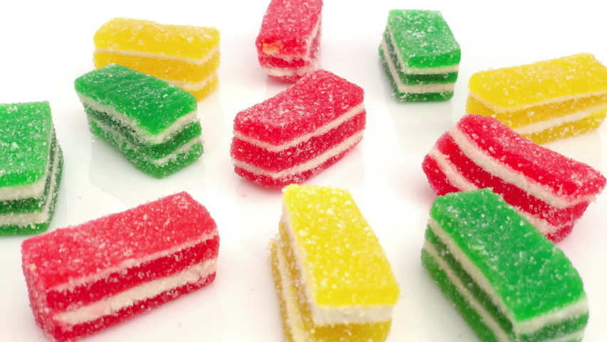 colorful jelly candies isolated on white background