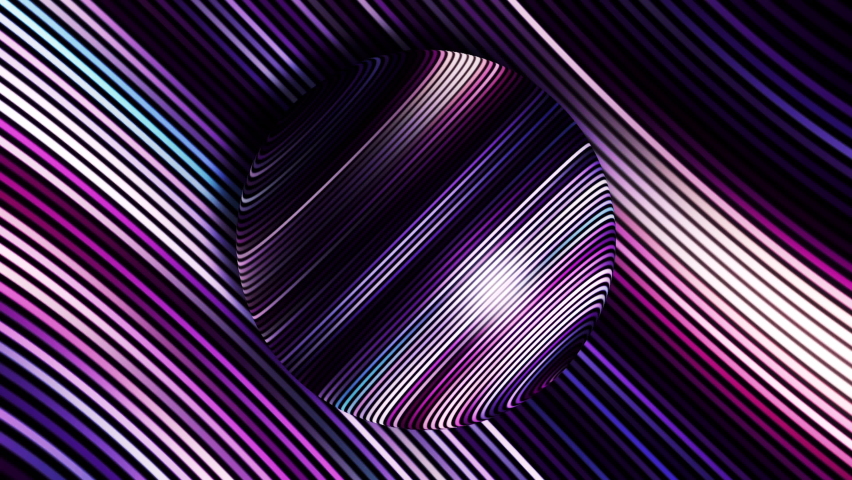 Abstract planet in outer space in pink colors, seamless loop. Motion. Spinning sphere with glowing stripes. - Powered by Shutterstock - Get 15% off with code: PIKWIZARD15