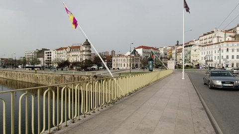 Coimbra, Portugal. - March 18, 2020. At Ponte de Santa Clara. Panorama.