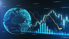Stock market background with the globe map. Abstract financial information with charts, numbers and diagrams for marketing success concept. Seamless loop. - Powered by Shutterstock - Get 15% off with code: PIKWIZARD15