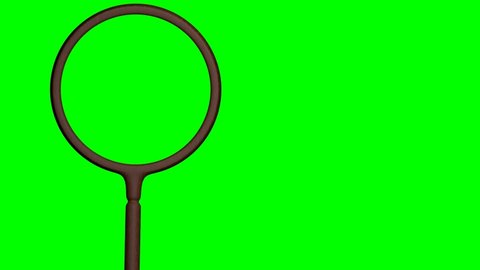 Magnifier on chromakey background. Magnifying glass on green screen. Zoom in.
