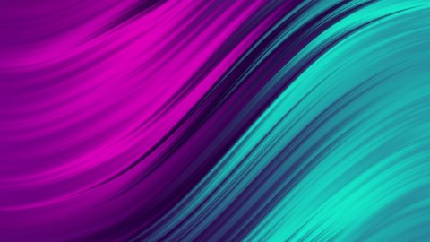 Vibrant colorful neon fuchsia and aquamarine blue silky wave abstract background 4k animation video. 3D gradient liquid waves. Smooth silk cloth surface with ripples and folds.Dynamic motion animation