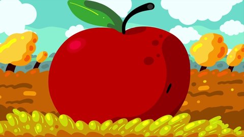 Cartoon character worm animation. Peek-a-boo! I am here! Happy apple worm on autumn background. Small earthworm good for placing at any project. He is ready for thanksgiving.
