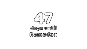 47 Days to Ramadan (47 Hari Menuju Ramadhan) Pencil Sketch Illustration Looping Video