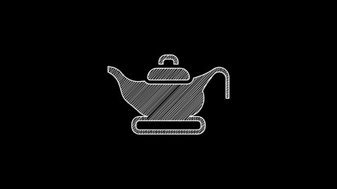 White line Oil lamp icon isolated on black background. 4K Video motion graphic animation.