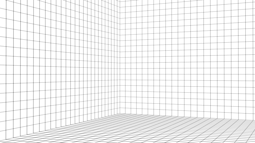 White wireframe room. Empty perspective box. Futuristic digital grid cube. Cyberspace with mesh in virtual reality. 3D rendering. Royalty-Free Stock Footage #1086239054