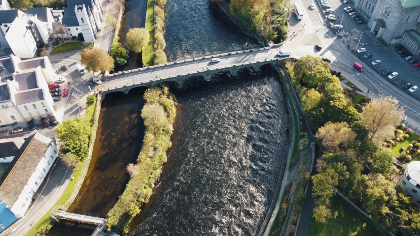 Galway city landscape from drone - Ireland from air.