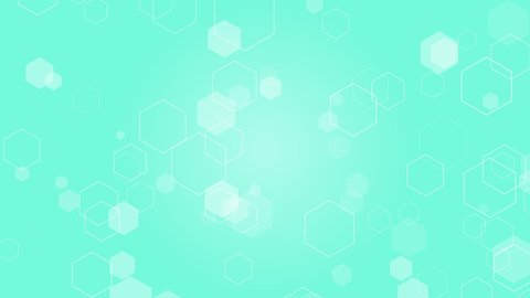 Abstract background animation with many hexagons (seamless loop, green)