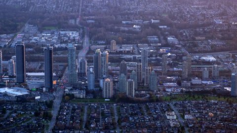 Willingdon Heights in Burnaby, BC. Aerial View on Skyscraper Buildings