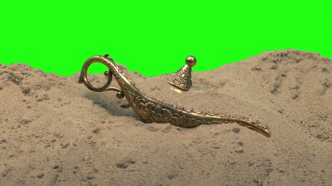 Magic Lamp In The Desert Greenscreen Isolated