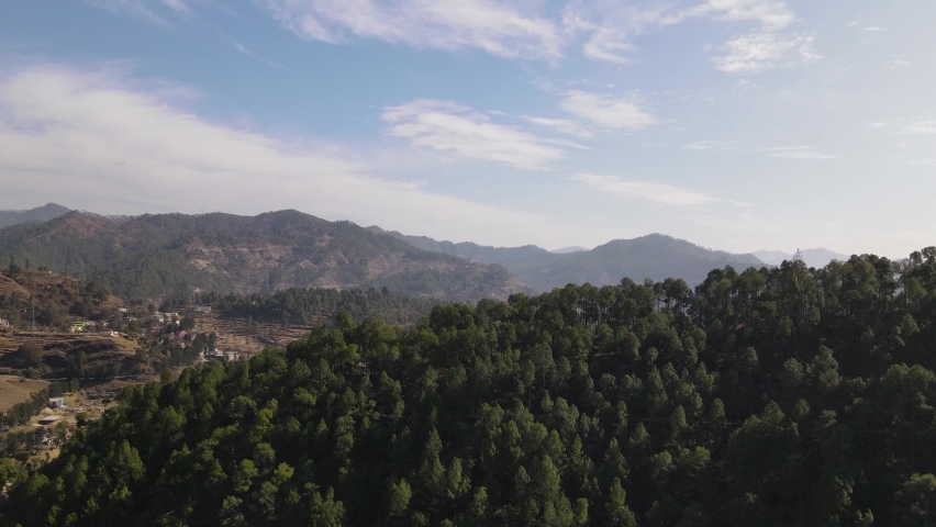 Aerial view of the mountains of Uttarakhand. Drone shot of the hills. Royalty-Free Stock Footage #1086272258