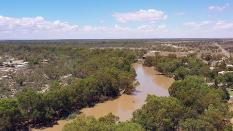 Baker park in Wilcannia town of Australian outback on Darling river as 4k.
