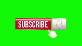 Animated Mouse Clicking a Subscribe Button and notification bell Button Icons isolated  on Green Screen Chroma Key. Graphic Element for Video Channels, Banner,  - Powered by Shutterstock - Get 15% off with code: PIKWIZARD15