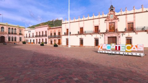 Zacatecas, Mexico, 17 September, 2021: Plaza in front of Cathedral of Our Lady of the Assumption of Zacatecas is a Catholic Basilica located in Zacatecas historic city center.