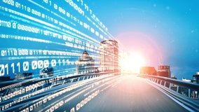 Smart transportation in tacit futuristic city with online traffic control system . Concept of smart digital transformation and technology disruption that changes global trends in new information era . - Powered by Shutterstock - Get 15% off with code: PIKWIZARD15