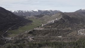 aerial view of the town of opi in abruzzo video not edited