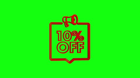 10 percent OFF Sale Discount Banner with megaphone. Discount offer price tag. 10 percent discount promotion 3d icon. Motion Graphic