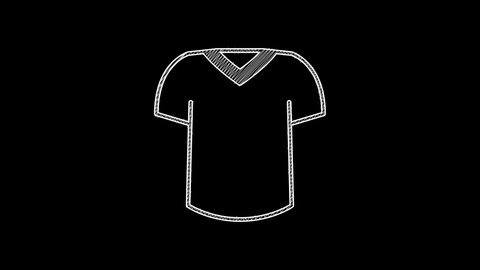 White line T-shirt icon isolated on black background. 4K Video motion graphic animation.