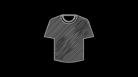 White line T-shirt icon isolated on black background. 4K Video motion graphic animation.
