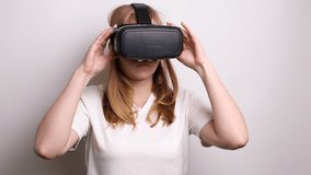 woman wearing virtual reality glasses