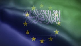 EU Saudi Arabia Flag Loop Background 4K