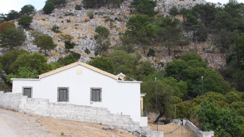 Mount Pantokrator in Corfu with radio antenna Kerkyra, Greece, Ionian Islands, Europe