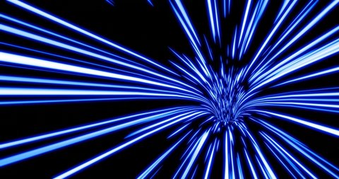 Abstract blue and black light speed wormhole tunnel run down or power path animation loop. 3d rendering.
