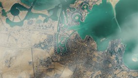 A Satellite View of Doha on the East Coast of Qatar. Elements of this Video furnished by NASA. 