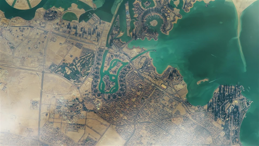 A Satellite View of Doha on the East Coast of Qatar. Elements of this Video furnished by NASA.  | Shutterstock HD Video #1086323507