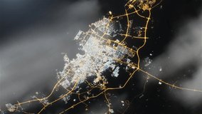 A Satellite View of Doha at Night, Qatar. Elements of this Video furnished by NASA. 