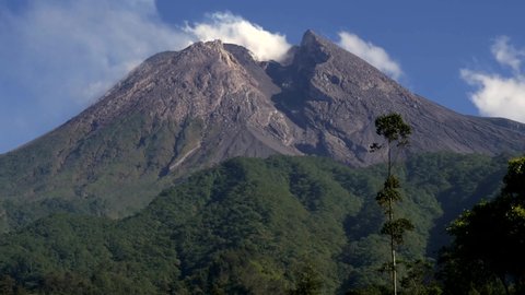 morning activity of merapi mountan volcano
