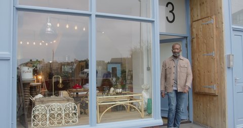 Portrait of Black Male Small Business Store Owner Looking at Camera