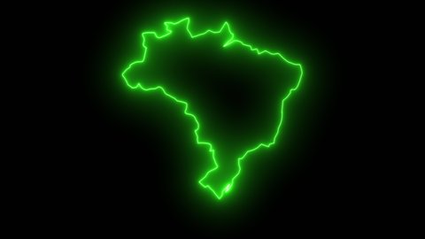Brazil map with neon light.