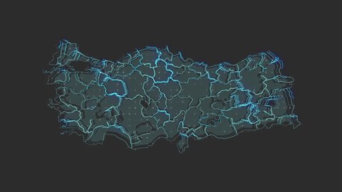 Turkey map digital technology concept. HUD element.
