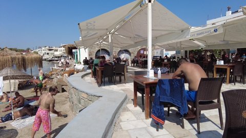 Restaurant in Bodrum on the beach. Bodrum Turkey August 2021