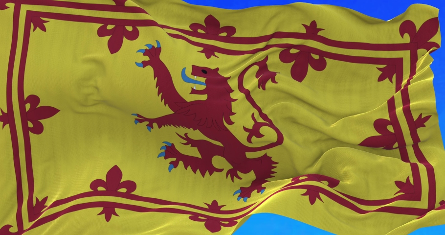 Lion Rampant of Scotland, Royal Banner of Scotland. Royalty-Free Stock Footage #1086347498