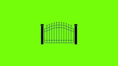 Park fence icon animation best simple object on green screen background