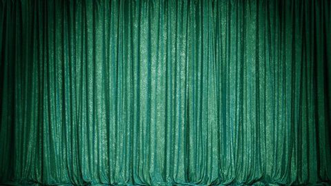 Realistic 3D animation of the luxurious and fancy bluish green textured velvet show stage curtain rendered in UHD with alpha 
matte