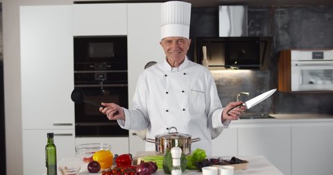 Multitasking Chef Six Hands Standing Modern Stock Footage Video (100% ...